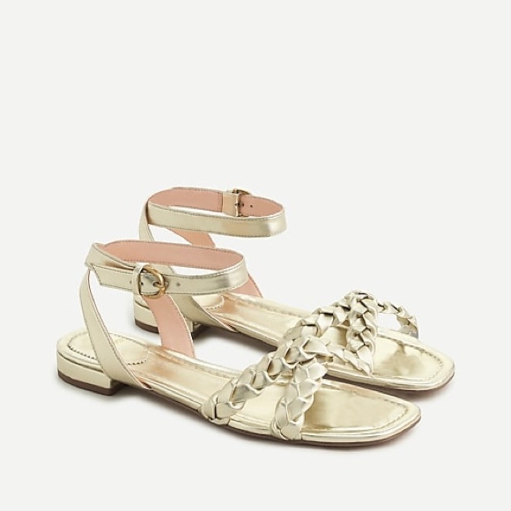 J Crew Abbie Braided Sandals in Metallic Gold NEW